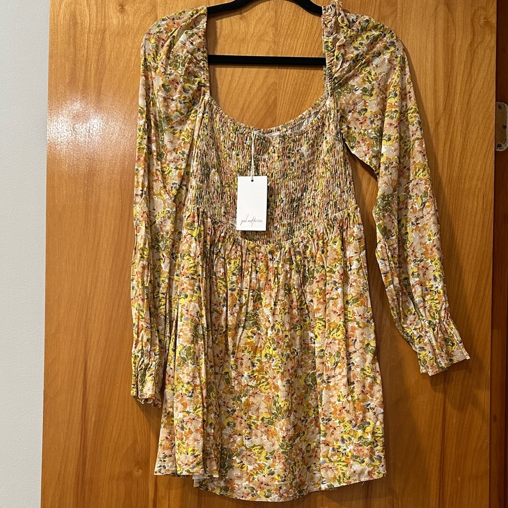 Floral Long Sleeve Mini Dress